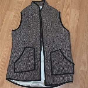 Herringbone Houndstooth Vest Black White Large
